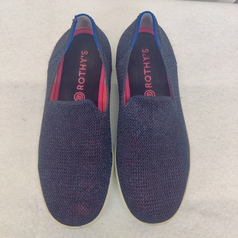Rothy’s The Sneaker Slip-On Size 9 Navy Blue Pink Limited Edition Washable